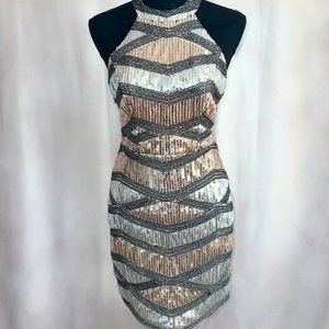 Two-Toned sequin halter dress